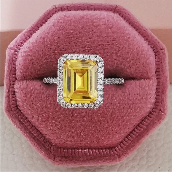 New Luxury 925 Silver Beautiful Women’s Citrine Ring - Picture 3 of 6